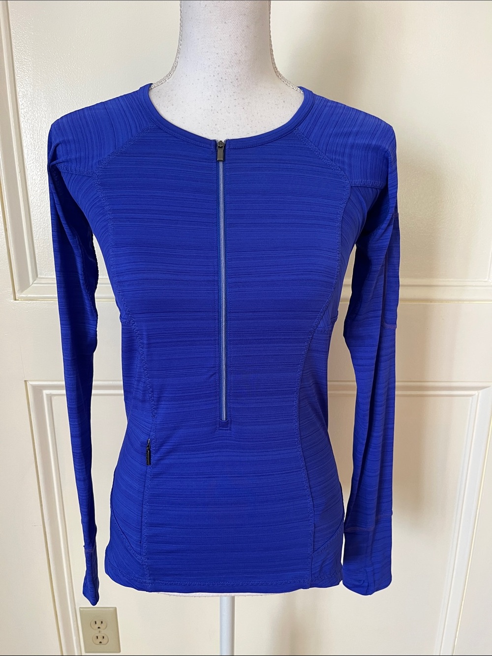 Athleta Cobalt Blue Long-Sleeve Half-Zip Performance Top